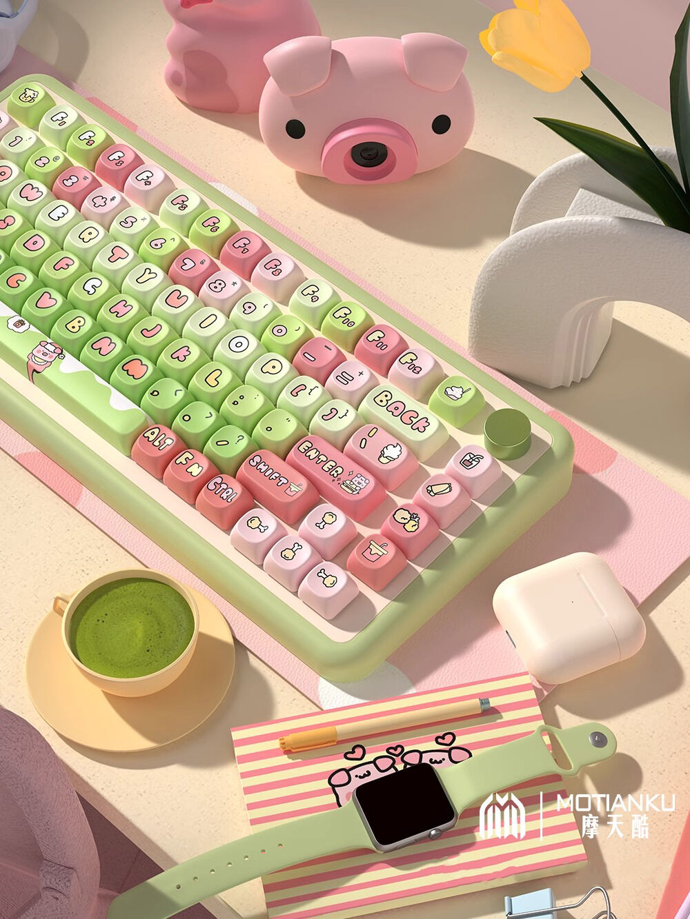 Crazy Thursday of Piglet 104+41 MCA Profile Keycap Set Cherry MX PBT Dye-subbed for Mechanical Gaming Keyboard